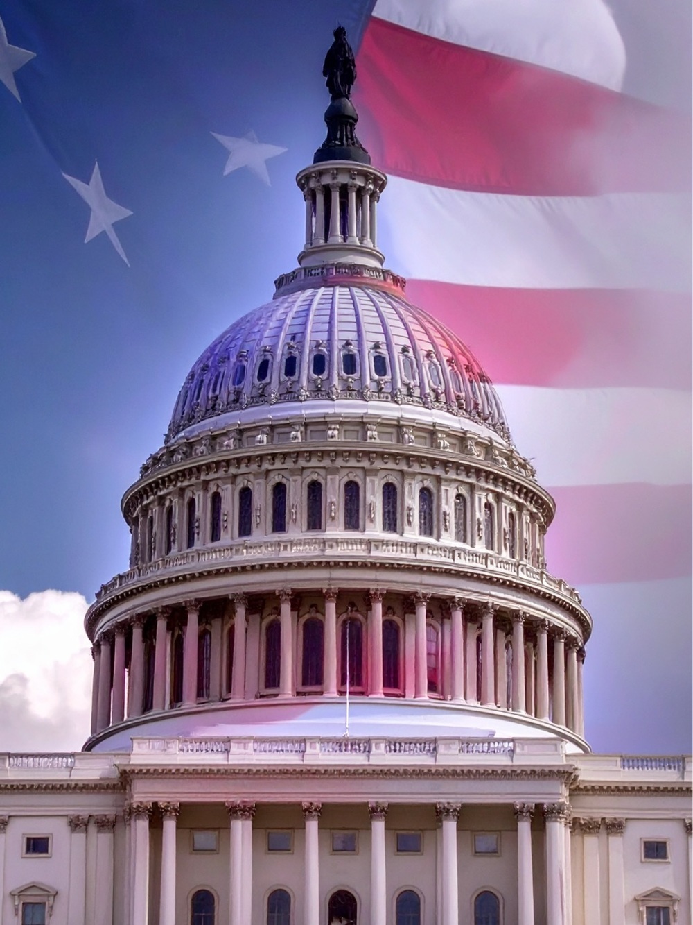 Capitol Dome Photographic Art Print - Patriotic Red, White & Blue